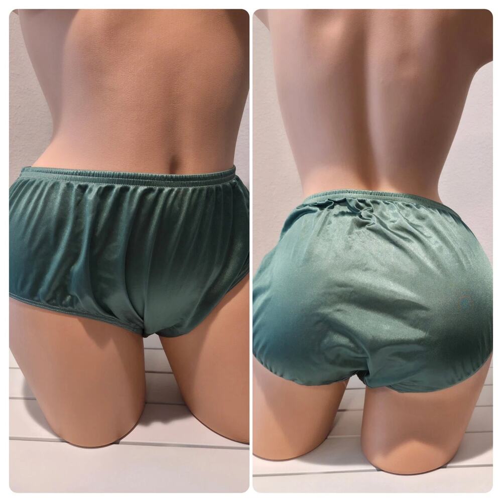 Shadowline 11032 Bikini Panty Shiny Nylon Full Cut Silky Forest Green